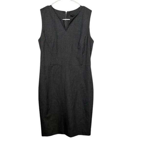 Ann Taylor Career Dress Sleeveless V-Neck Sheath Work‎ Office Gray Size 4P - Picture 1 of 12
